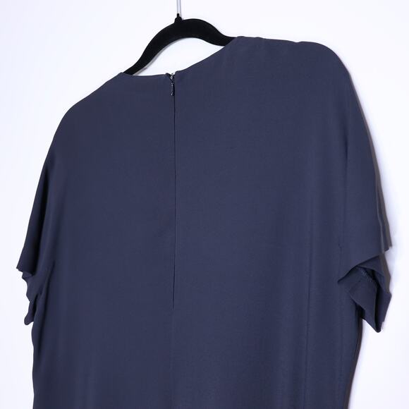 FABIANA FILIPPI Asymmetrical Short Sleeves Midi Dress Ash Blue Women's XL - Picture 6 of 10